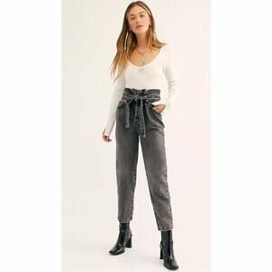 We The Free Paperbag Jeans Womens 31 High Rise Button Fly Belted Denim